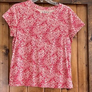 LOFT Red and Cream Short Sleeve Tee
